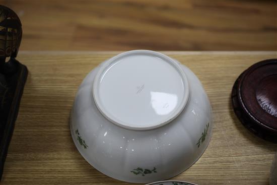 A Chinese famille rose plate and a Limoges bowl each 10in.